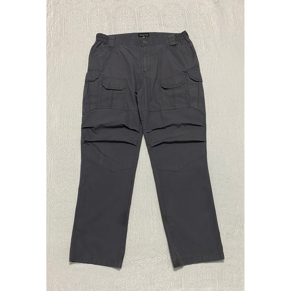 Tactical Pants Mens US 34/30 Gray Cargo Work Utility Outdoor Elastic Waist
